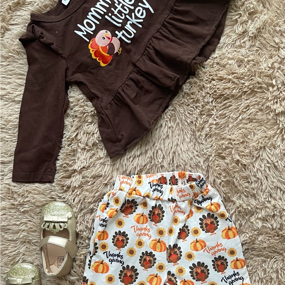 Thanksgiving Turkey Print Kids Bottoms